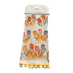 Spring Hanging Decorative Towel Easter White Yellow Farmhouse